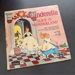 Vintage Cinderella Alice in Wonderland Record Stories Children's Album 1950s